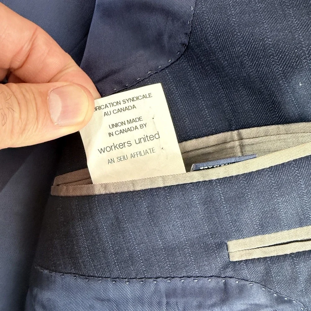 Loro Piana x Cremieux Sport Coat Blazer Navy Check 100% Wool Super 130s Men 52R